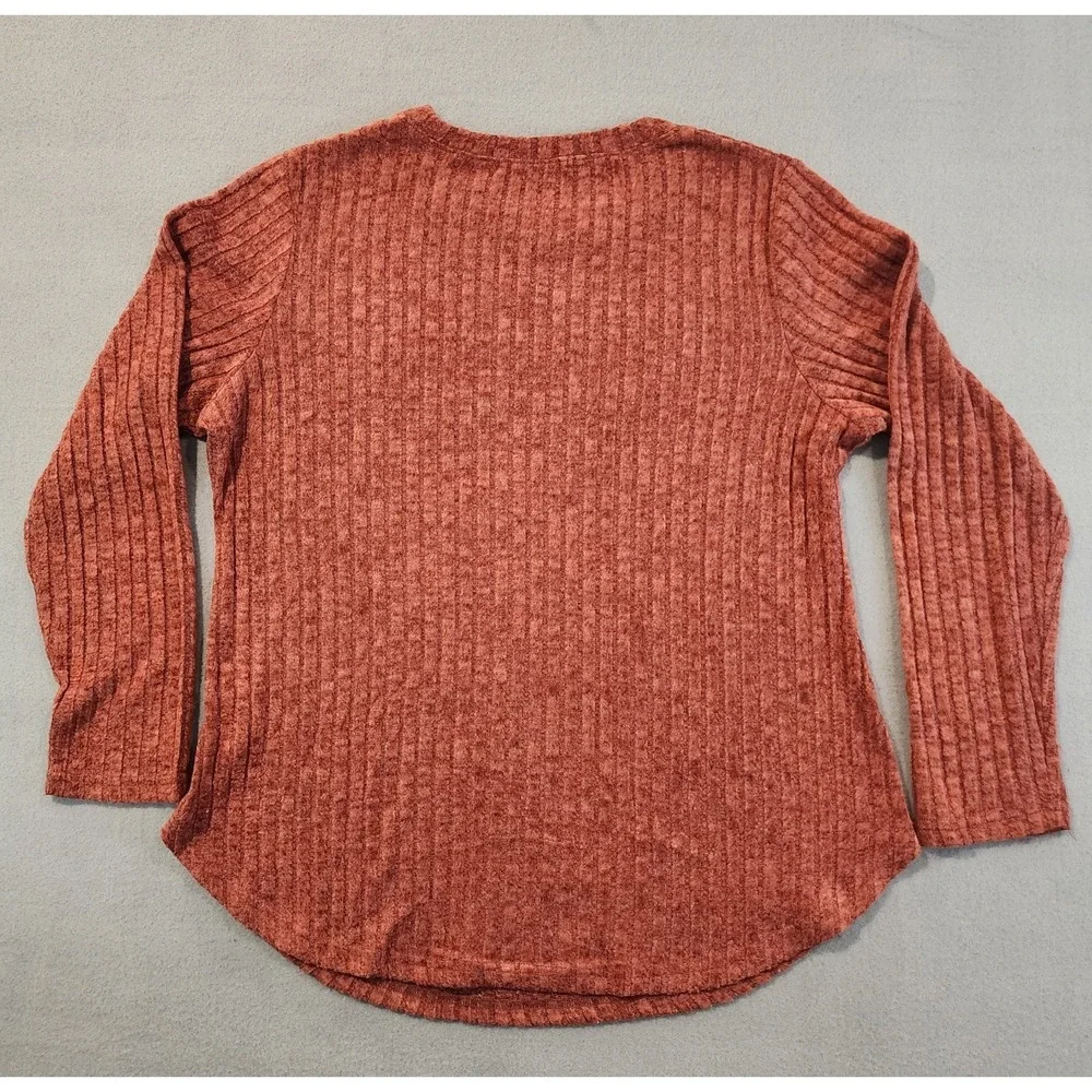 Fantaslook Women's Ribbed Knit Sweater Rust‎ Orange Long Sleeve Large